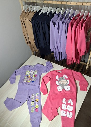 Kız Çocuk Renkli Baskılı Rahat Eşofman Takımı - Görsel 2