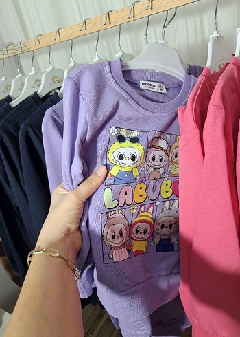 Kız Çocuk Renkli Baskılı Rahat Eşofman Takımı - Görsel 5