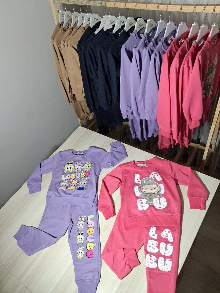 Kız Çocuk Renkli Baskılı Rahat Eşofman Takımı - Görsel 2