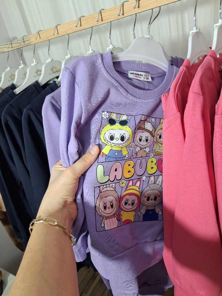 Kız Çocuk Renkli Baskılı Rahat Eşofman Takımı - Görsel 5