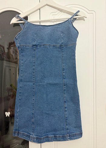 Mavi Denim Askılı Mini Elbise