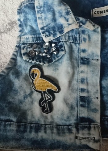 Düğmeli Mini Kolsuz Kadın Kot yelek - Görsel 2