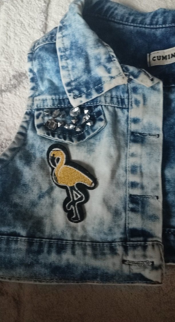 Düğmeli Mini Kolsuz Kadın Kot yelek - Görsel 2