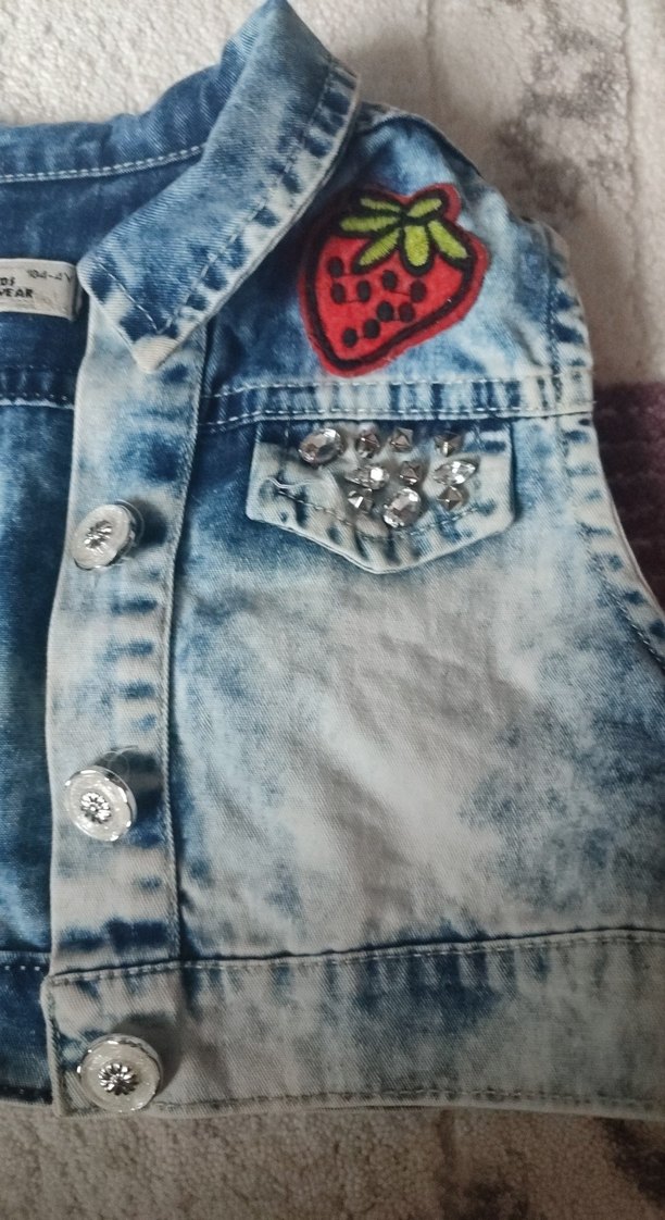 Düğmeli Mini Kolsuz Kadın Kot yelek - Görsel 3