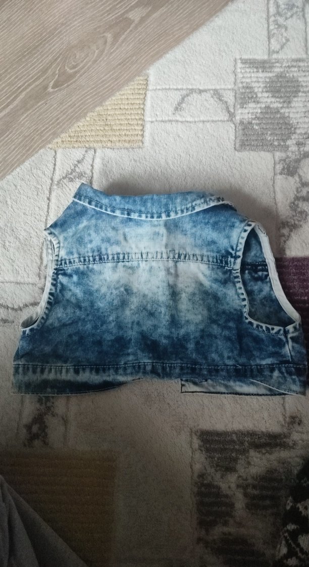 Düğmeli Mini Kolsuz Kadın Kot yelek - Görsel 5