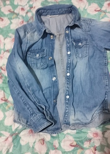 Kız Çocuk Mavi Denim Gömlek - Görsel 2