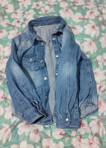 Kız Çocuk Mavi Denim Gömlek - Görsel 3