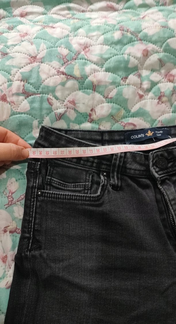 Gri Bağcıklı Rahat Kesim Kadın Kot Pantolon - Görsel 3