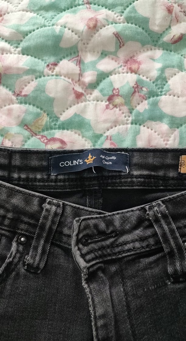 Gri Bağcıklı Rahat Kesim Kadın Kot Pantolon - Görsel 2