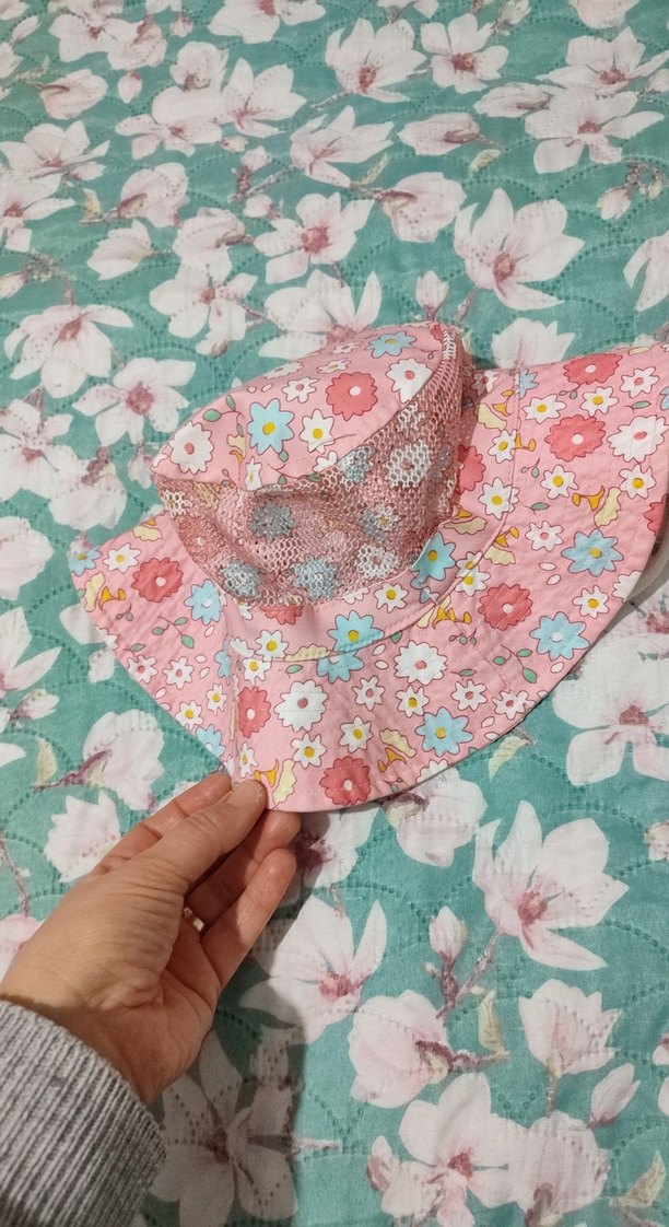 Çiçek Desenli Pembe Bohem Şapka - Görsel 3