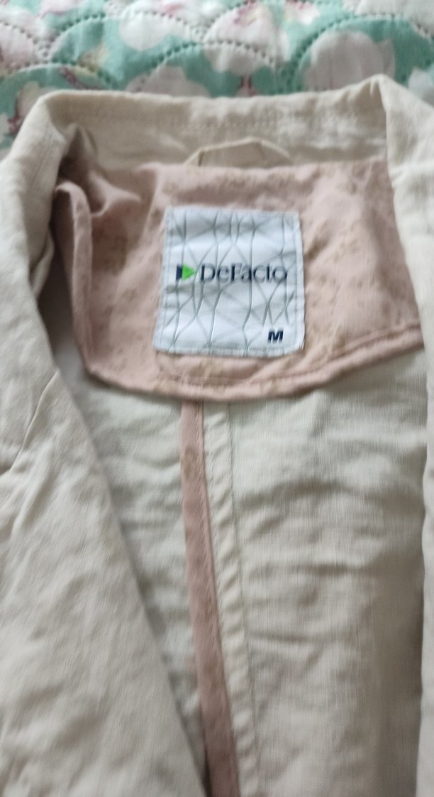 Bej Keten Düğmeli Midi Kadın Ceket - Görsel 2