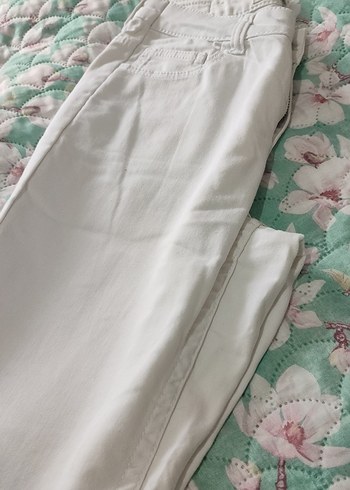 Beyaz Pamuklu Normal Boy Kadın Pantolon - Görsel 6