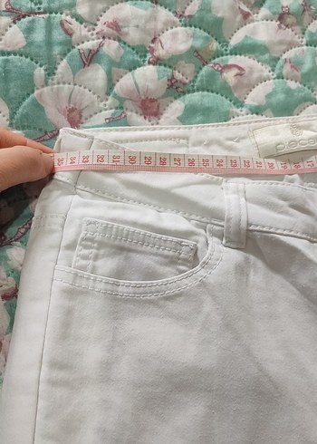 Beyaz Pamuklu Normal Boy Kadın Pantolon - Görsel 3