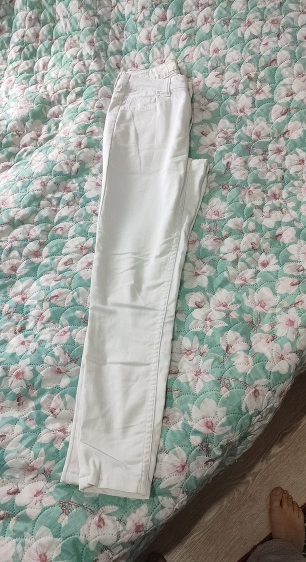 Beyaz Pamuklu Normal Boy Kadın Pantolon - Görsel 5