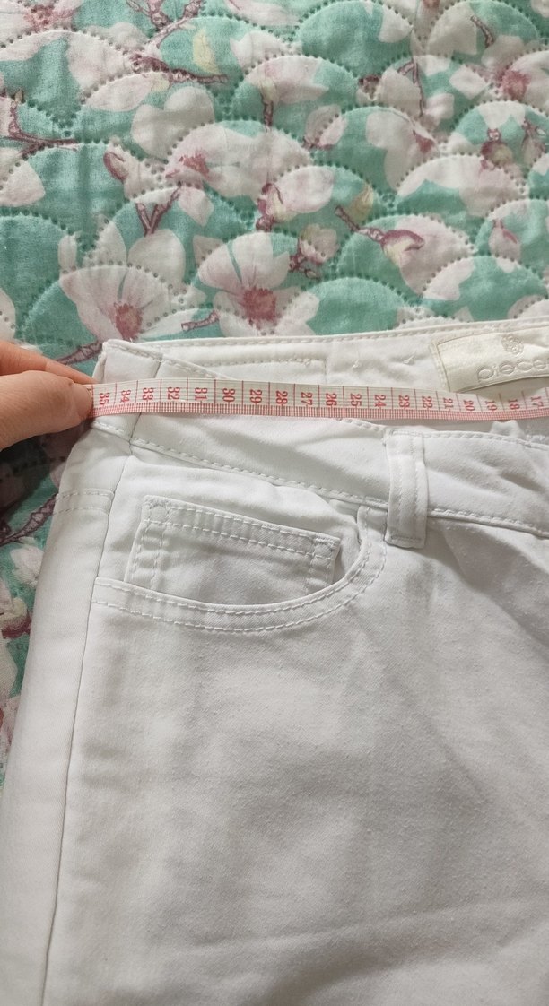 Beyaz Pamuklu Normal Boy Kadın Pantolon - Görsel 3
