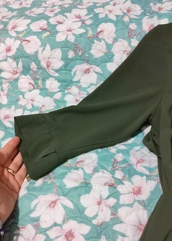 Yeşil V Yaka midi boy Salaş Elbise - Görsel 4