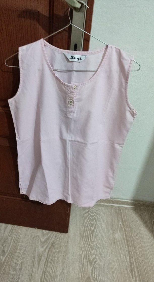 Pembe Straplez Kısa Kollu Pamuklu Kız Gömlek - Görsel 2