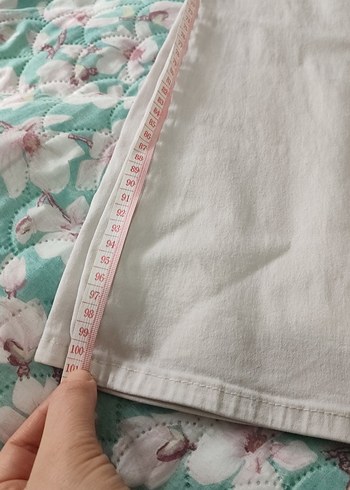 Beyaz Kemerli Bol Kesim Keten Kadın Pantolon - Görsel 7