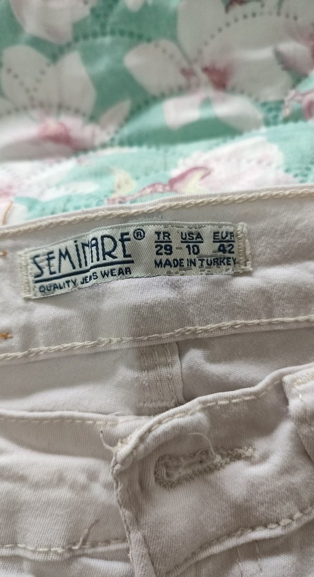 Beyaz Kemerli Bol Kesim Keten Kadın Pantolon - Görsel 3