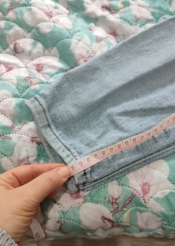 Düğmeli Mavi Midi Boy Kadın Denim Pantolon - Görsel 5