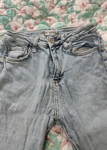 Düğmeli Mavi Midi Boy Kadın Denim Pantolon - Görsel 4