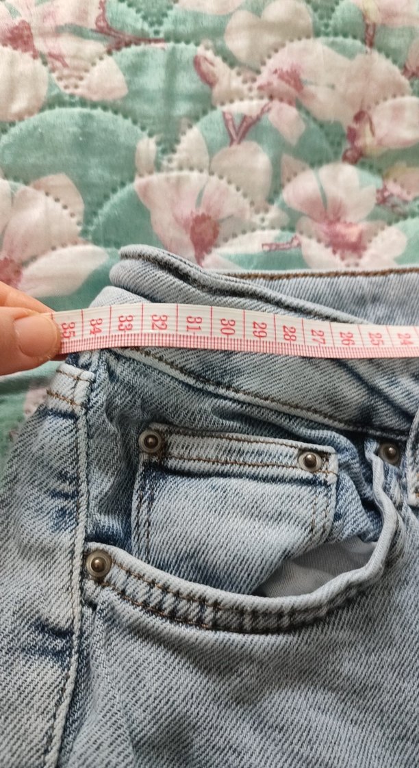 Düğmeli Mavi Midi Boy Kadın Denim Pantolon - Görsel 3