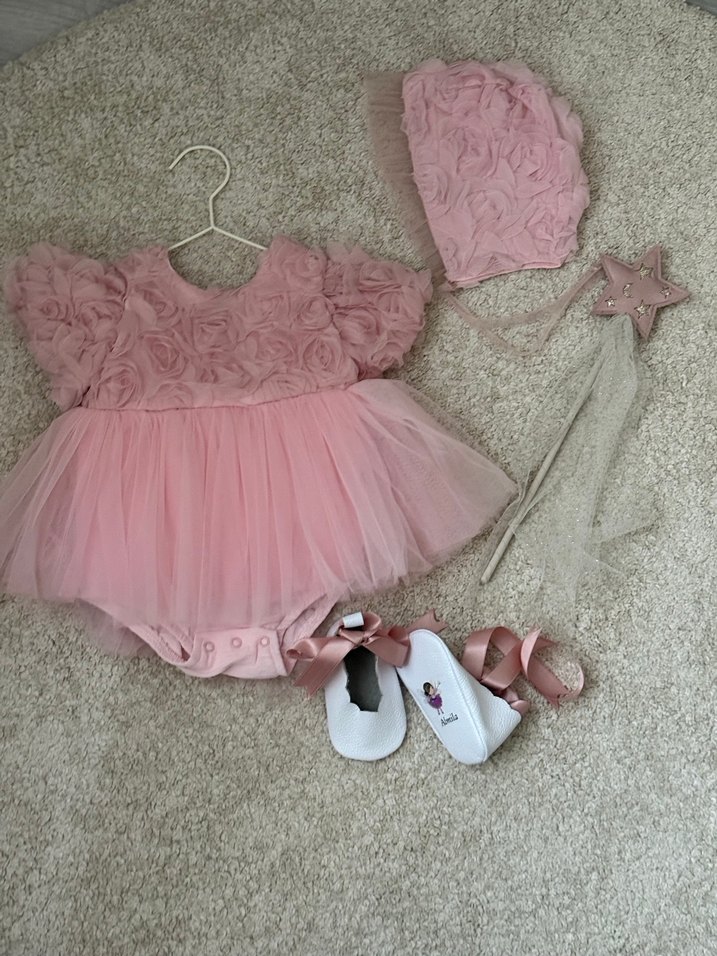 Pembe Fırfırlı Straplez Bebek Elbisesi & şapkası - Görsel 3
