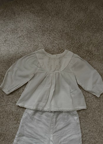 Beyaz Bebek Kız keten takım Dantel Detaylı - Görsel 4