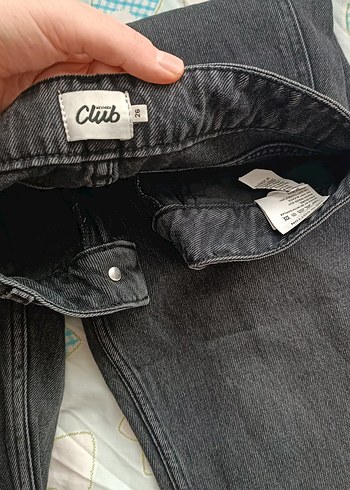 Gri Düğmeli Midi Denim Kadın Jean - Görsel 5