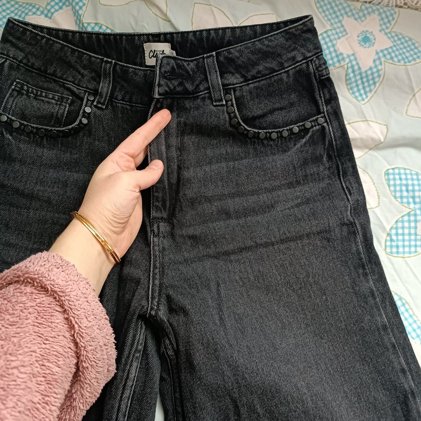 Gri Düğmeli Midi Denim Kadın Jean - Görsel 2