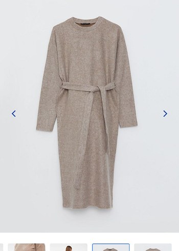 Uzun Kollu Bej Hamile Triko Elbise - Görsel 5