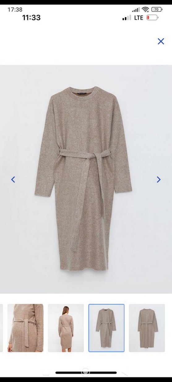 Uzun Kollu Bej Hamile Triko Elbise - Görsel 5