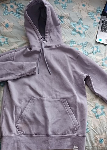 Mor Pastel Kapüşonlu Kadın Sweatshirt - Görsel 3