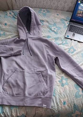 Mor Pastel Kapüşonlu Kadın Sweatshirt - Görsel 4