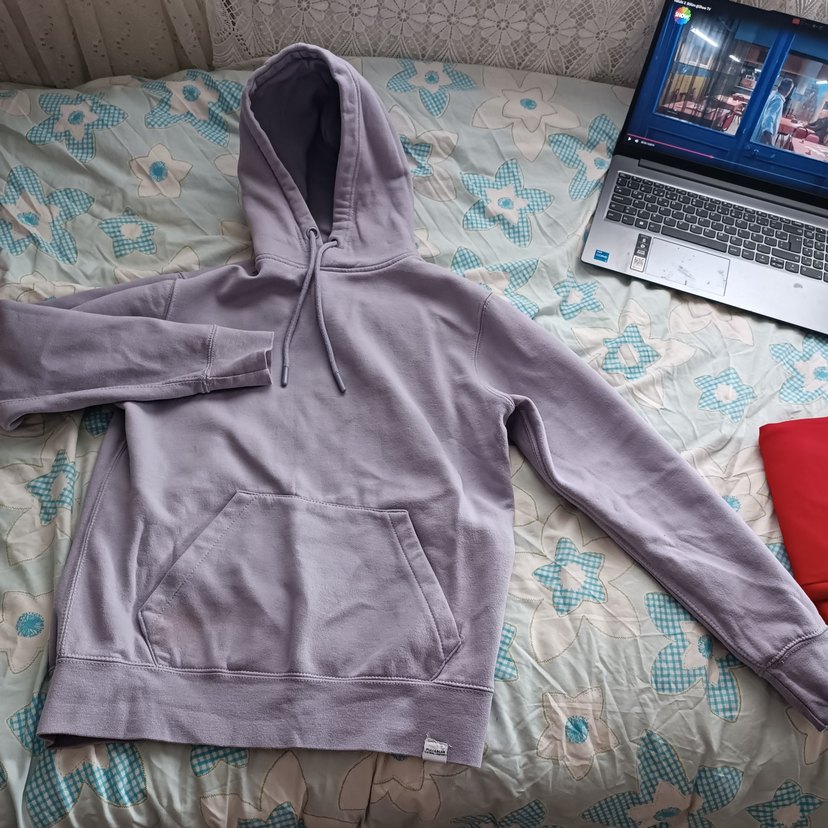 Mor Pastel Kapüşonlu Kadın Sweatshirt - Görsel 4