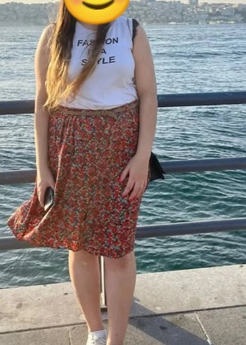 Bohem Tarzı Bağlama Desenli Midi Etek