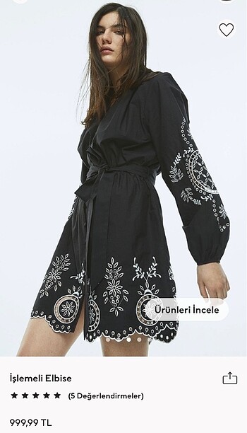 H&M işlemeli elbise
