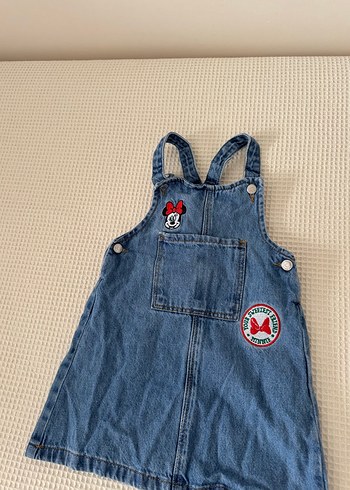Kız Çocuk Mavi Nakışlı Kot Elbise