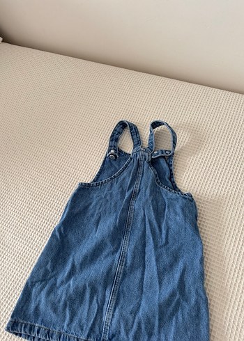 4 Yaş Beden Kız Çocuk Mavi Nakışlı Kot Elbise