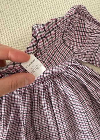 5 Yaş Beden Kız Çocuk Mor Ekose Piliseli Elbise