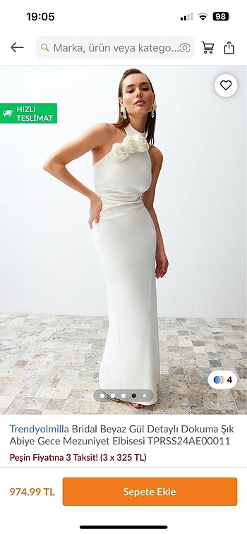 34 Beden beyaz Renk trendyolmilla bridal koleksiyonu beyaz elbise