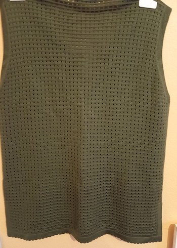 haki Örgü Kadın yelek - Görsel 3