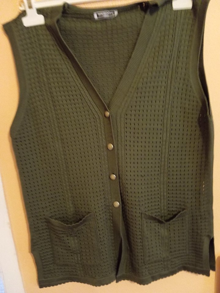 haki Örgü Kadın yelek - Görsel 2