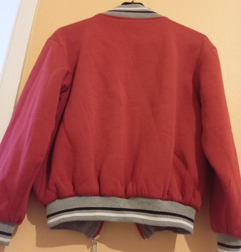 Gri Detaylı Kırmızı Erkek Çocuk Fermuarlı Ceket - Görsel 4