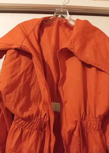 turuncu Midi  Keten Ceket - Görsel 3
