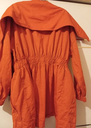 turuncu Midi  Keten Ceket - Görsel 4