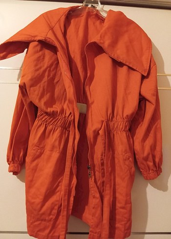 turuncu Midi  Keten Ceket - Görsel 2