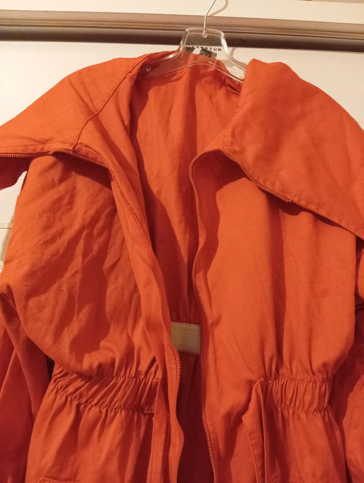 turuncu Midi  Keten Ceket - Görsel 3