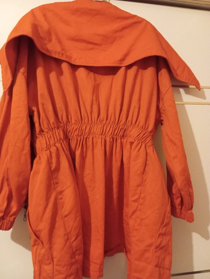 turuncu Midi  Keten Ceket - Görsel 4