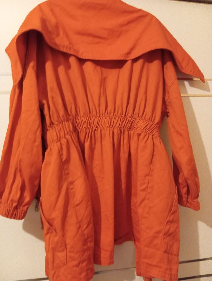 turuncu Midi  Keten Ceket - Görsel 5